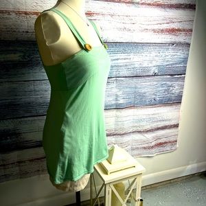Super Soft Womens small Tank top sea foam green with cute wooden button clasps!